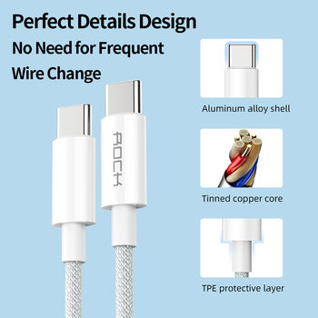Rock Cable R6 - Type C to Type C - PD 100W 5A 2 metres white