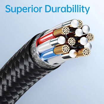 Rock Cable Deep Indigo Series braided - Type C to Type C - PD 60W 1,2 metres black