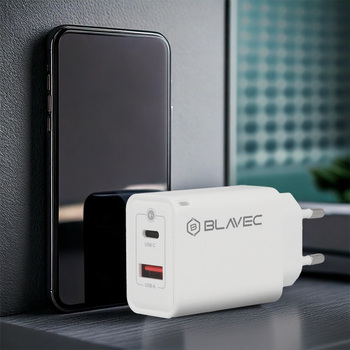 Blavec Ładowarka sieciowa BC-5 GaN - USB + Typ C - PD QC 45W 3A (TCBC5G-UCW453A) biała