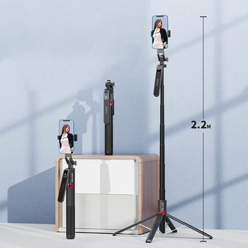 Blavec Selfie Stick Aluminium Fusion P-08 tripod + pilot + 1 lampa 2,2 metra (SSFP08-TR1LB22) czarny