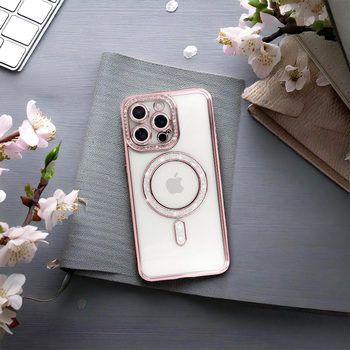 Bling Magsafe Case do Iphone 15 różowy