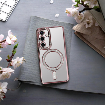 Bling Magsafe Case do Samsung Galaxy A35 5G różowy