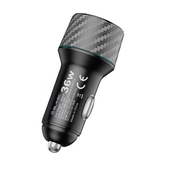 Blavec Ładowarka samochodowa BS-21A Carbon - 2xUSB - QC 3.0 36W 3A (CCBS21AC-2UB36) czarna