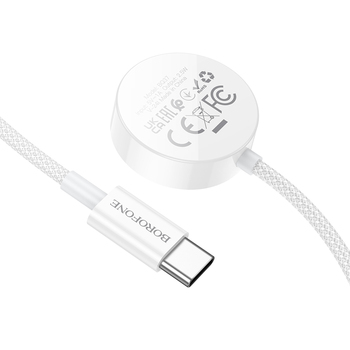 Borofone Ładowarka indukcyjna BQ37 Star 2,5W do iWatch 1-9, SE/SE2, Samsung Ultra/Ultra2 biała