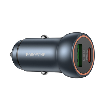 Borofone Car charger BZ32A Fresh - USB + Type C - QC 3.0 PD 30W grey