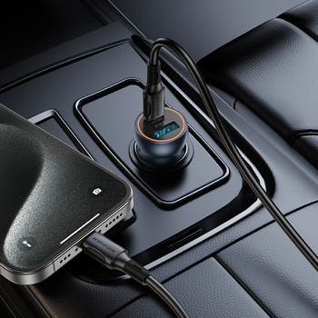Borofone Car charger BZ32A Fresh - USB + Type C - QC 3.0 PD 30W grey