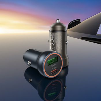Borofone Car charger BZ32A Fresh - USB + Type C - QC 3.0 PD 30W grey