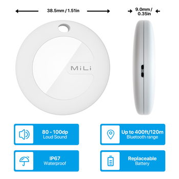 MiLi Lokalizator GPS Bluetooth MiTag Tracker HD-P16 (Apple only) + etui brelok czarny