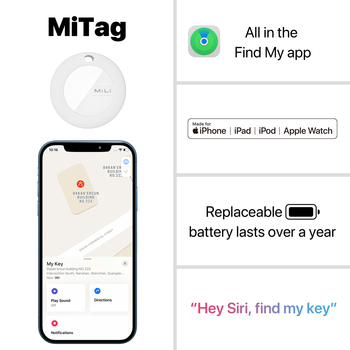 MiLi Lokalizator GPS Bluetooth MiTag Tracker HD-P16 (Apple only) + etui brelok biały