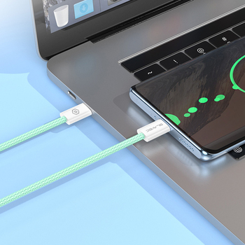 Blavec Kabel Candy oplot - Typ C na Typ C - PD 60W 3A 2 metry Apple CarPlay/Android Auto (CCA-CC3GN20) zielony