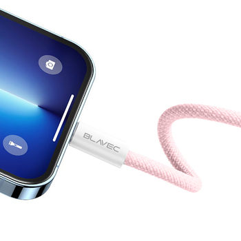 Blavec Kabel Candy oplot - USB na Lightning - 2,4A 3 metry Apple CarPlay (CCA-UL24P30) różowy
