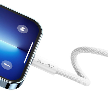 Blavec Kabel Candy oplot - USB na Lightning - 2,4A 1 metr Apple CarPlay (CCA-UL24W10) biały