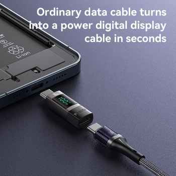Yesido Adapter OTG GS24 - Typ C (męski) na Typ C (żeński) - z wyświetlaczem LCD czarny
