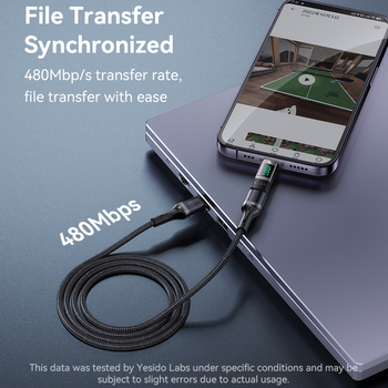 Yesido Adapter OTG GS24 - Typ C (męski) na Typ C (żeński) - z wyświetlaczem LCD czarny