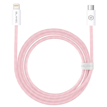 Blavec Kabel Candy oplot - Typ C na Lightning - PD 20W 2,4A 2 metry Apple CarPlay (CCA-CL24P20) różowy