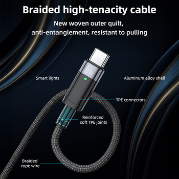 Yesido Kabel CA160 pleciony - Typ C na Typ C - PD 60W 1,2 metra czarny