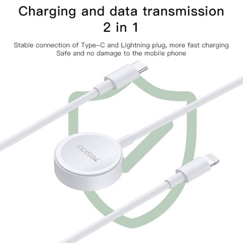 Yesido Ładowarka indukcyjna CA113 do smartwatch Apple Watch z kablem Typ C na Lightning biała
