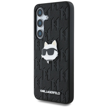 Oryginalne Etui KARL LAGERFELD Leather Monogram Pin Logo Choupette Head do Samsung Galaxy S25 czarny