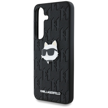Oryginalne Etui KARL LAGERFELD Leather Monogram Pin Logo Choupette Head do Samsung Galaxy S25 czarny