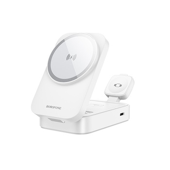 Borofone Ładowarka indukcyjna BQ38 Sharp 3 w 1 15W biała