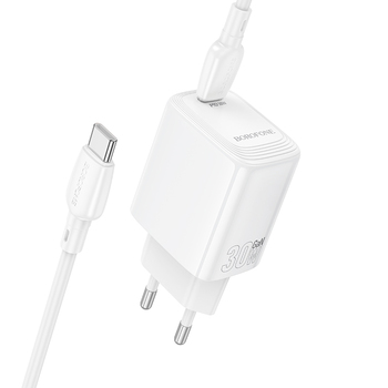 Borofone Ładowarka sieciowa BN28 Fuente - Typ C - PD 30W z kablem Typ C na Typ C biała