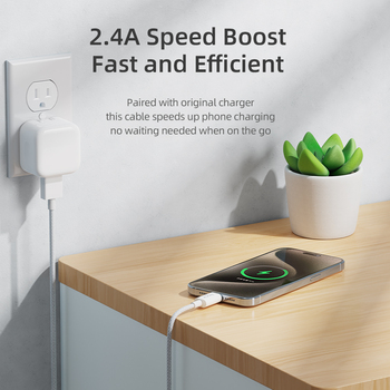 Rock Cable Z20 Flash Charge Series braided - USB to Lightning - 2,4A 1 metre white
