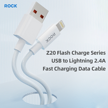 Rock Cable Z20 Flash Charge Series braided - USB to Lightning - 2,4A 1 metre white