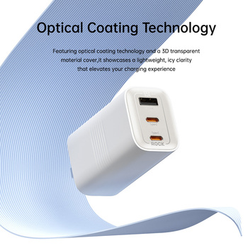 Rock Wall charger Ice2Cube GaN - USB + 2xType C - PD 65W 3A white