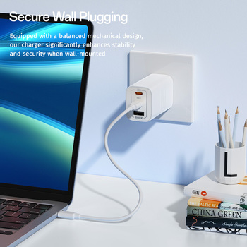 Rock Wall charger Ice2Cube GaN - USB + 2xType C - PD 65W 3A white