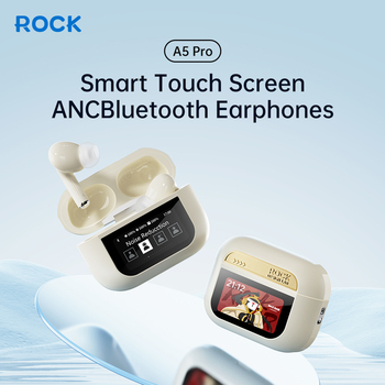 Rock Bluetooth earphones TWS A5 Pro with LCD display white