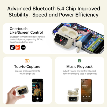 Rock Bluetooth earphones TWS A5 Pro with LCD display white