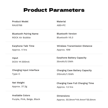 Rock Słuchawki bluetooth TWS Air Bubble czarne