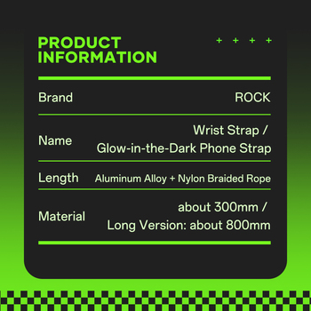 Rock Uniwersalna Smycz Glow in the Dark do telefonu długa na szyję zielona