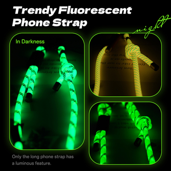 Rock Uniwersalna Smycz Glow in the Dark do telefonu długa na szyję zielona