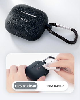 Rock Silicone case for Airpods 3 with snap hook black