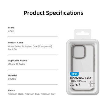 Rock Guard Series Case for Iphone 16 transparent-grey
