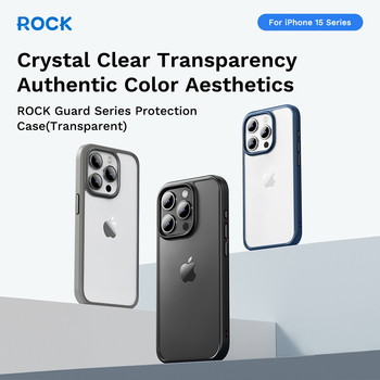 Rock Guard Series Magnetic Case for Iphone 15 transparent-black