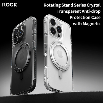 Rock Etui Rotating Stand Crystal Series Magnetic do Iphone 16 Pro czarne