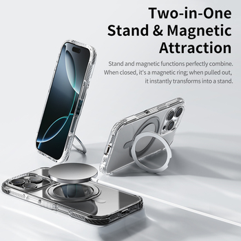 Rock Etui Rotating Stand Crystal Series Magnetic do Iphone 16 Pro czarne