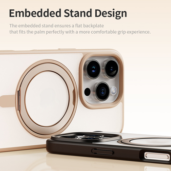 Rock Etui Rotating Stand Soft Touch Series Magnetic do Iphone 16 Pro Max złote