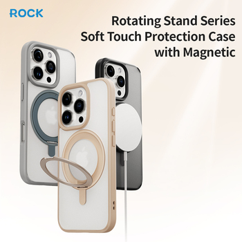 Rock Etui Rotating Stand Soft Touch Series Magnetic do Iphone 16 Pro Max złote