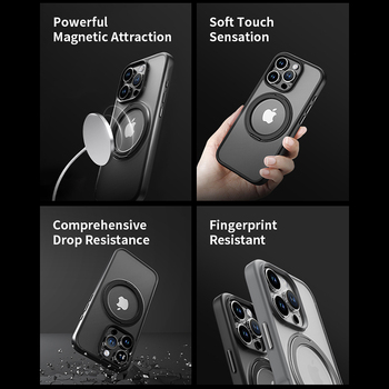 Rock Crystal Rotating Touch Series Magnetic Case for Iphone 16 Pro Max black