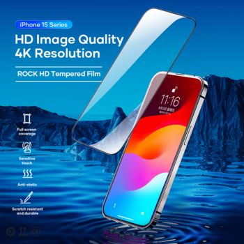 Rock Tempered glass HD Full-coverage Anti-static for Iphone 16 Pro Max