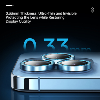 Rock Tempered glass Shiny Series Camera Lens on camera for Iphone 15/15 Plus (lens 2 pieces) black
