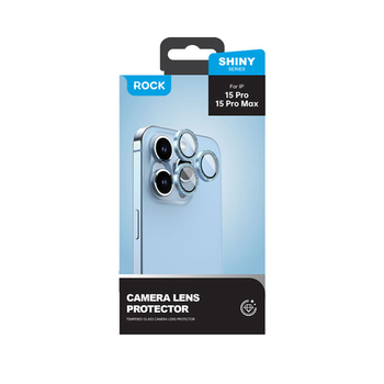 Rock Tempered glass Shiny Series Camera Lens on camera for Iphone 15/15 Plus (lens 2 pieces) black
