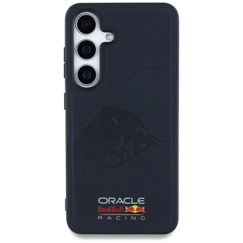 Oryginalne Etui RED BULL Leather Meshed Debossed Bull MagSafe do Samsung Galaxy S25 granatowy
