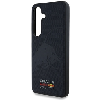 Oryginalne Etui RED BULL Leather Meshed Debossed Bull MagSafe do Samsung Galaxy S25 granatowy