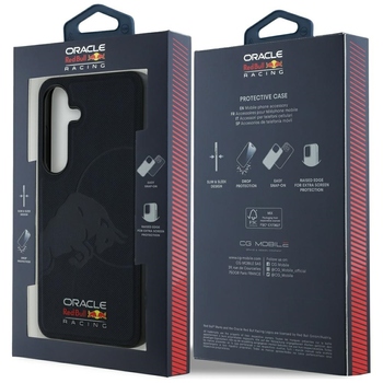 Oryginalne Etui RED BULL Leather Meshed Debossed Bull MagSafe do Samsung Galaxy S25 granatowy