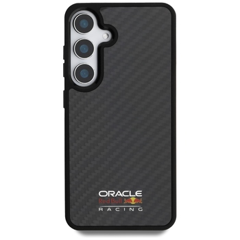 Oryginalne Etui RED BULL Real Carbon Fiber Shiny Logo MagSafe do Samsung Galaxy S25 czarny