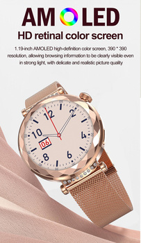 Blavec Smartwatch W-19 Liana HD AMOLED Voice Call (SWW19-RG) różowe złoto + 2 paski